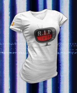 'R.I.P. MEDIA' - T-Shirt V-hals (DAMES)