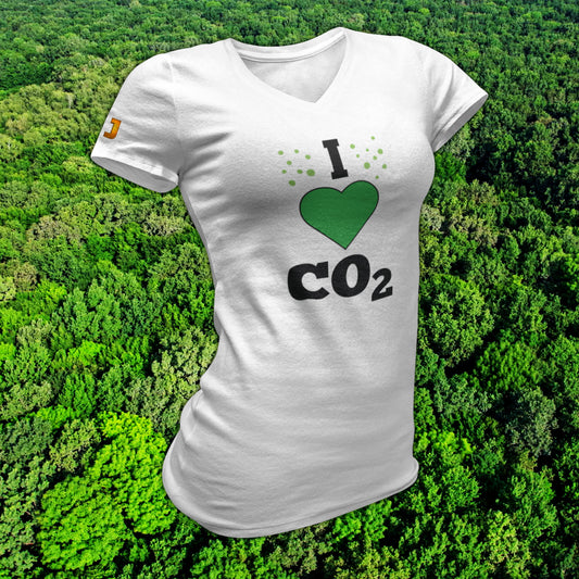 'I LOVE CO2' - T-Shirt V-hals (DAMES)