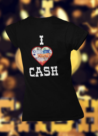 'I LOVE CASH' - T-Shirt V-hals (DAMES)