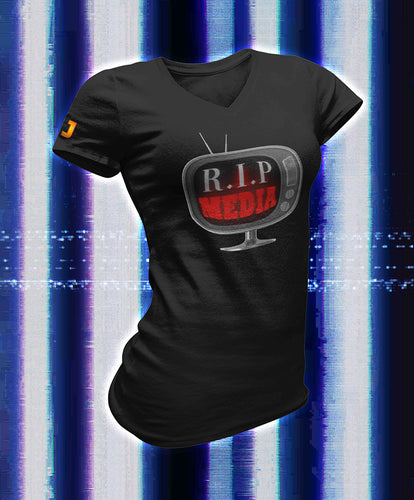 'R.I.P. MEDIA' - T-Shirt V-hals (DAMES)